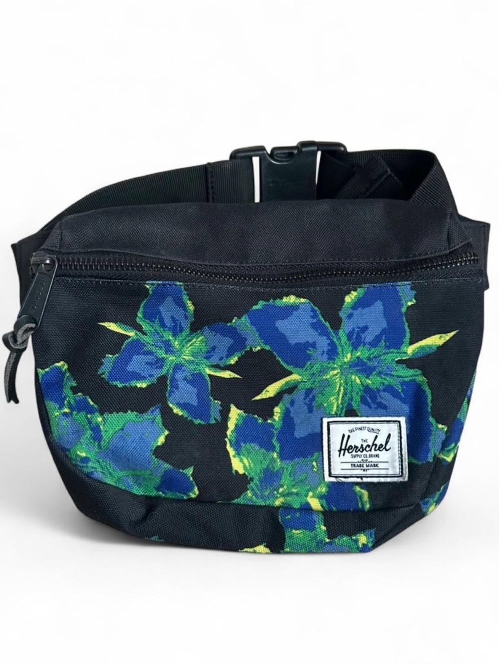 Herschel Supply Co Blue Floral Print Black Belt Bag